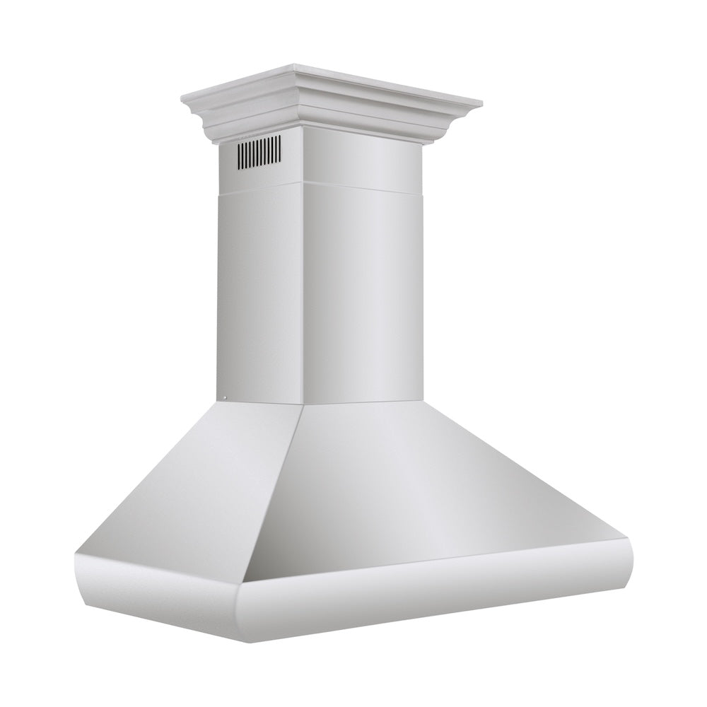 ZLINE 36 in. Professional Convertible Vent Wall Mount Range Hood in Stainless Steel with Crown Molding (587CRN-36) side.