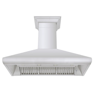 ZLINE 48 in. Professional Convertible Vent Wall Mount Range Hood in Stainless Steel with Crown Molding (587CRN-48) front, under.