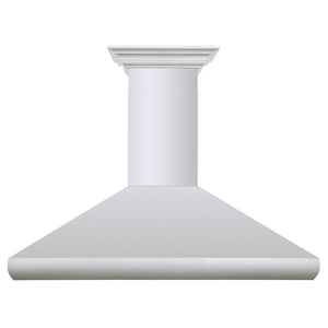 ZLINE 48 in. Professional Convertible Vent Wall Mount Range Hood in Stainless Steel with Crown Molding (587CRN-48) front.