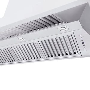 ZLINE 60 in. Professional Convertible Vent Wall Mount Range Hood in Stainless Steel with Crown Molding (597CRN-60) built-in lighting.