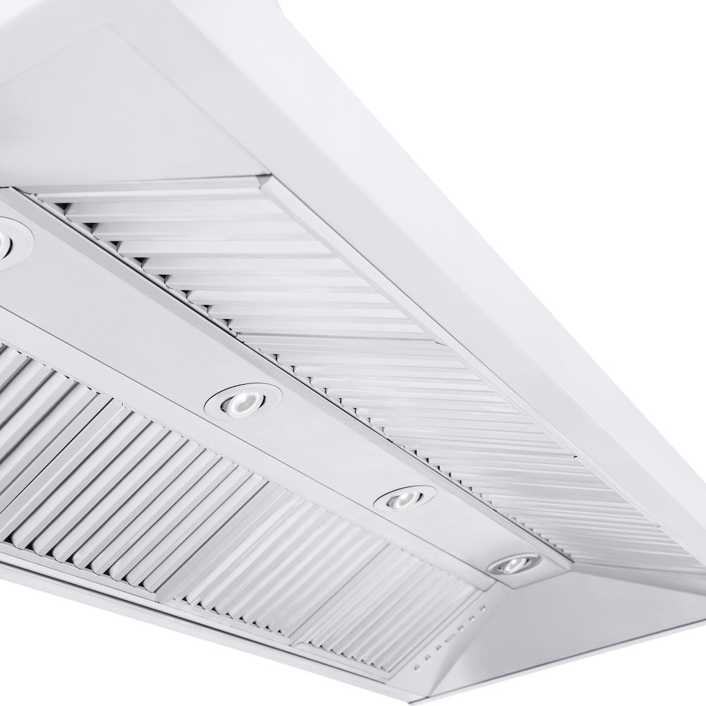 ZLINE 60 in. Professional Convertible Vent Wall Mount Range Hood in Stainless Steel with Crown Molding (597CRN-60) built-in lighting.