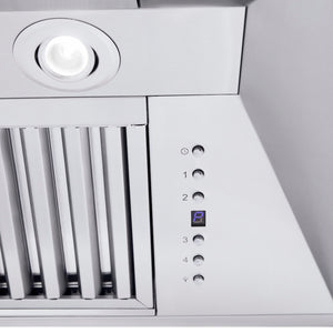 ZLINE 60 in. Professional Convertible Vent Wall Mount Range Hood in Stainless Steel with Crown Molding (597CRN-60) built-in lighting.