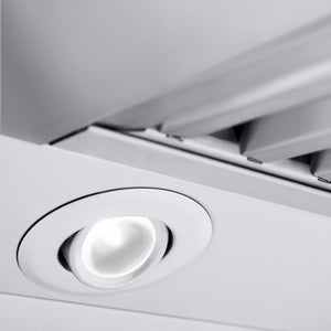ZLINE 60 in. Professional Convertible Vent Wall Mount Range Hood in Stainless Steel with Crown Molding (597CRN-60) built-in lighting.
