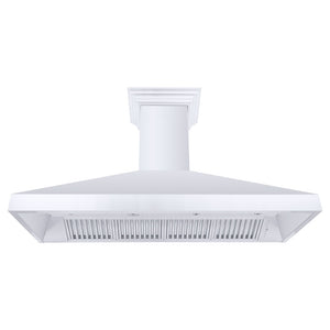 ZLINE 60 in. Professional Convertible Vent Wall Mount Range Hood in Stainless Steel with Crown Molding (597CRN-60) front, under.