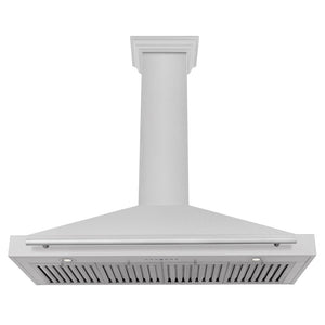 ZLINE Convertible Fingerprint Resistant DuraSnow® Stainless Steel Range Hood with Stainless Steel Handle (KB4SNX) front, under.