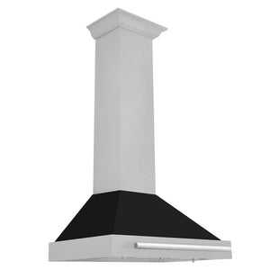 ZLINE 30 in. Convertible Satin Stainless Steel Wall Mount Range Hood with Black Matte Shell and Stainless Steel Handle (KB4SNX-BLM-30)