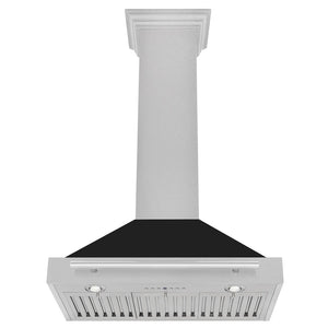 ZLINE 30 in. Convertible Satin Stainless Steel Wall Mount Range Hood with Black Matte Shell and Stainless Steel Handle (KB4SNX-BLM-30) under.