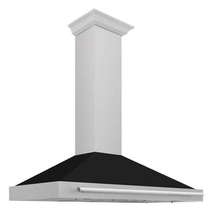 ZLINE 48 in. Convertible Satin Stainless Steel Wall Mount Range Hood with Black Matte Shell and Stainless Steel Handle (KB4SNX-BLM-48)