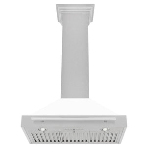 ZLINE 30 in. Convertible Satin Stainless Steel Wall Mount Range Hood with White Matte Shell and Stainless Steel Handle (KB4SNX-WM-30) under.