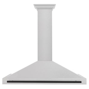 ZLINE Autograph Edition 48 in. Convertible Satin Stainless Steel Wall Mount Range Hood with Matte Black Handle (KB4SNZ-48-MB) front.