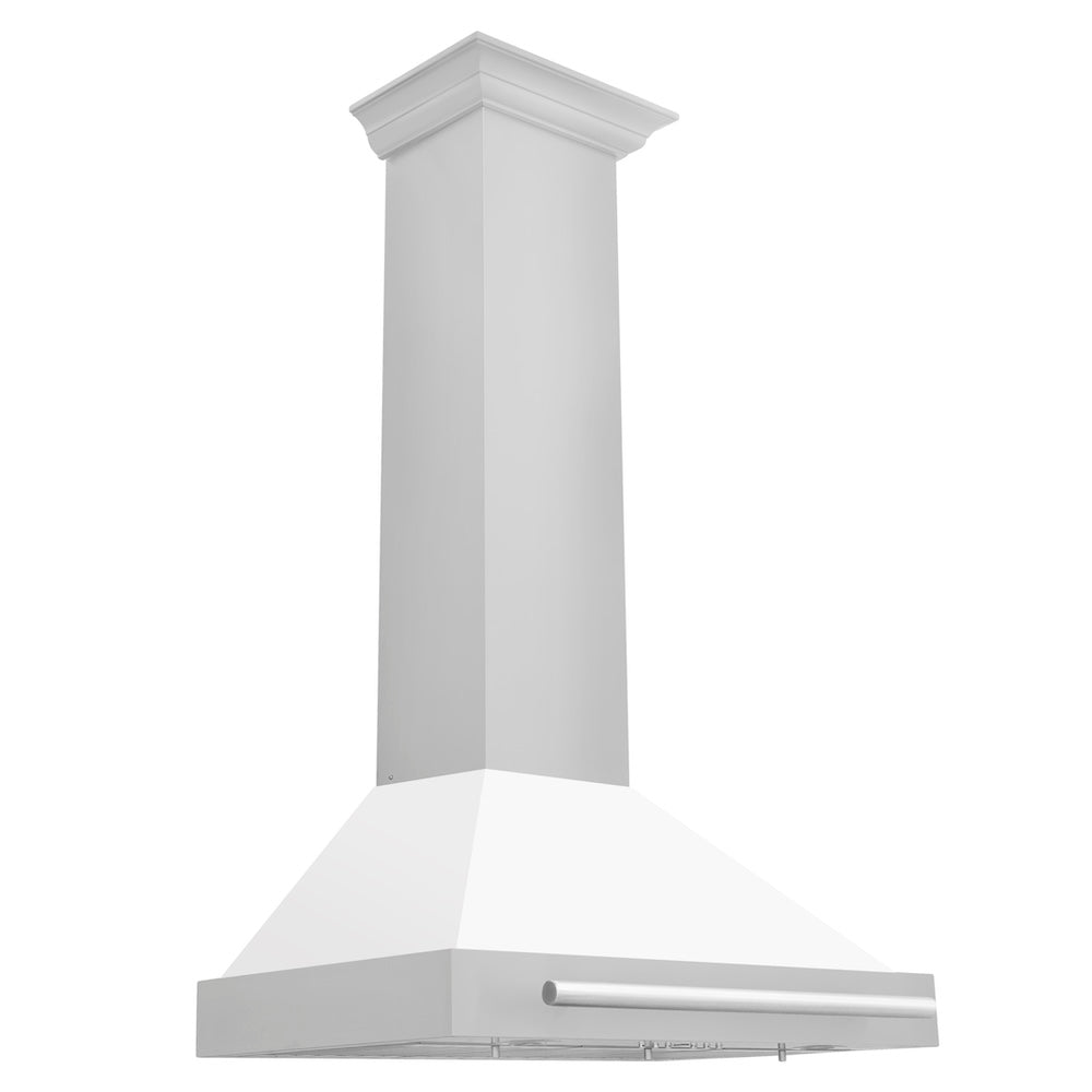ZLINE 30 in. Convertible Stainless Steel Range Hood with White Matte Shell and Stainless Steel Handle (KB4STX-WM-30)