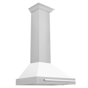 ZLINE 30 in. Convertible Stainless Steel Range Hood with White Matte Shell and Stainless Steel Handle (KB4STX-WM-30)