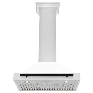 ZLINE Autograph Edition 30 in. Convertible Stainless Steel Range Hood with White Matte Shell and Matte Black Accents (KB4STZ-WM30-MB) under.