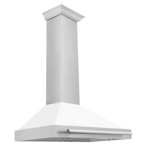 ZLINE 36 in. Convertible Stainless Steel Range Hood with White Matte Shell and Stainless Steel Handle (KB4STX-WM-36)