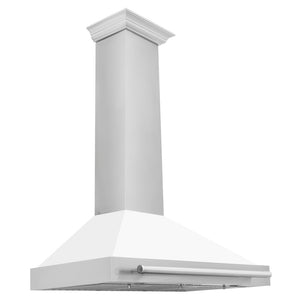 ZLINE Convertible Stainless Steel Range Hood with White Matte Shell and Stainless Steel Handle (KB4STX-WM) 