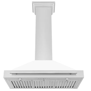 ZLINE 36 in. Convertible Stainless Steel Range Hood with White Matte Shell and Stainless Steel Handle (KB4STX-WM-36) under.