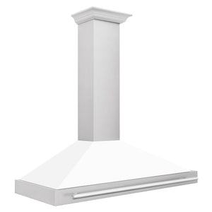 ZLINE Convertible Stainless Steel Range Hood with White Matte Shell and Stainless Steel Handle (KB4STX-WM) 48 Inch side.