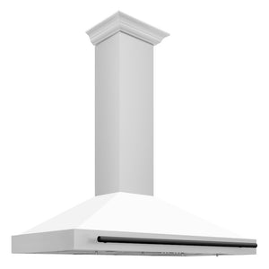 ZLINE Autograph Edition 48 in. Convertible Stainless Steel Range Hood with White Matte Shell and Matte Black Accents (KB4STZ-WM48-MB)