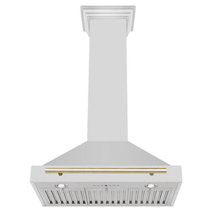 ZLINE Autograph Edition 30 in. Convertible Stainless Steel Range Hood with Stainless Steel Shell and Polished Gold Accents (KB4STZ-30-G) under.