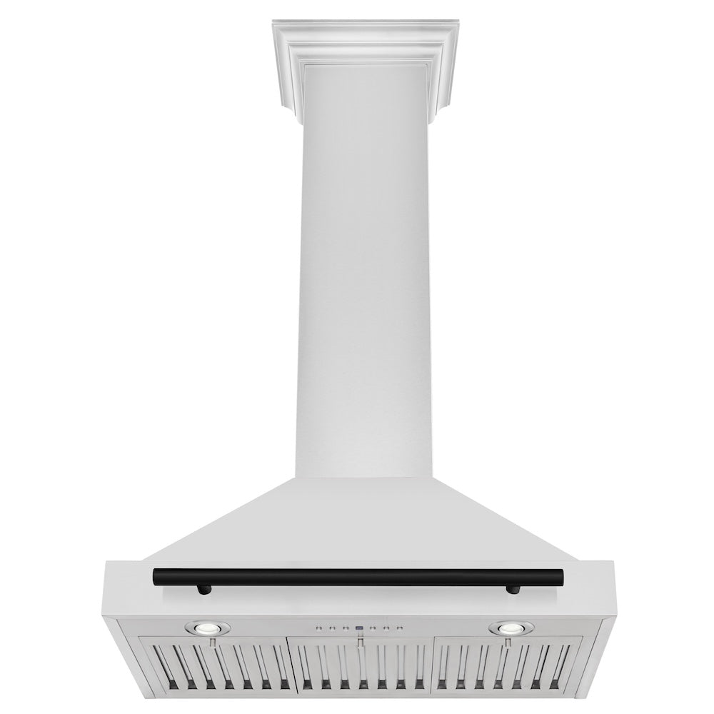 ZLINE Autograph Edition 30 in. Convertible Stainless Steel Range Hood with Stainless Steel Shell and Matte Black Accents (KB4STZ-30-MB) under.