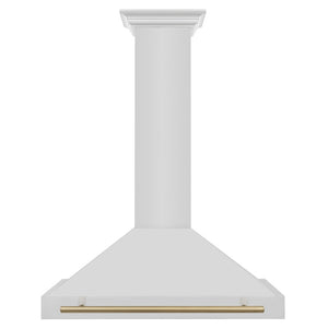 ZLINE Autograph Edition 36 in. Convertible Stainless Steel Range Hood with Stainless Steel Shell and Champagne Bronze Accents (KB4STZ-36-CB) front.