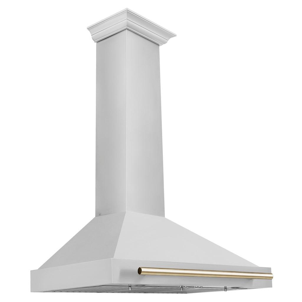 ZLINE Autograph Edition Convertible Stainless Steel Range Hood with Stainless Steel Shell and Polished Gold Accents (KB4STZ-G) 