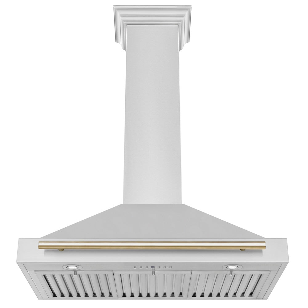 ZLINE Autograph Edition 36 in. Convertible Stainless Steel Range Hood with Stainless Steel Shell and Polished Gold Accents (KB4STZ-36-G) under.
