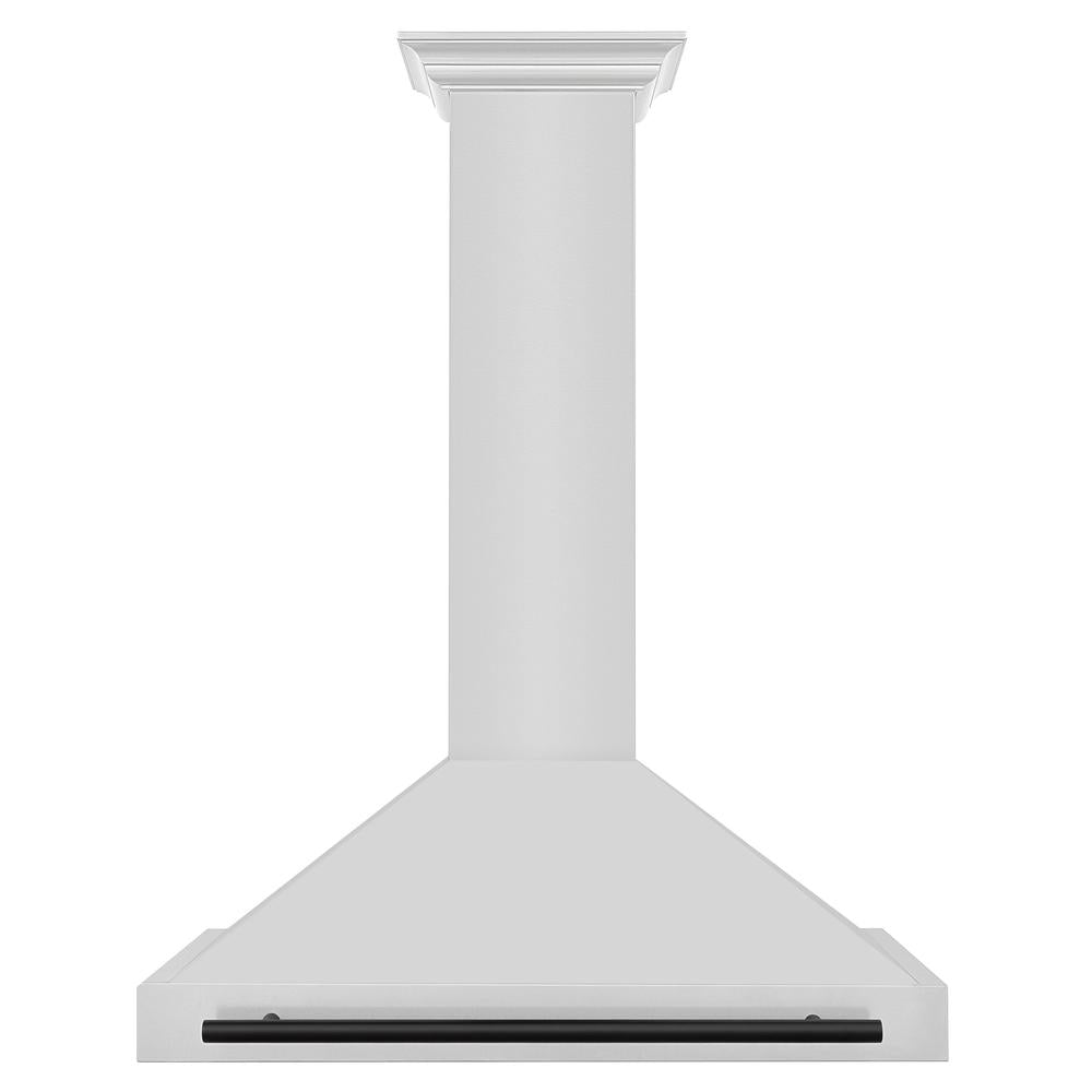 ZLINE Autograph Edition 36 in. Convertible Stainless Steel Range Hood with Stainless Steel Shell and Matte Black Accents (KB4STZ-36-MB) front.