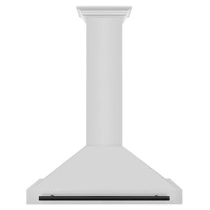 ZLINE Autograph Edition Convertible Stainless Steel Range Hood with Stainless Steel Shell and Matte Black Accents (KB4STZ-MB) Matte Black, front.