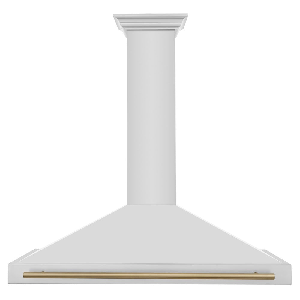 ZLINE Autograph Edition 48 in. Convertible Stainless Steel Range Hood with Stainless Steel Shell and Champagne Bronze Accents (KB4STZ-48-CB) front.