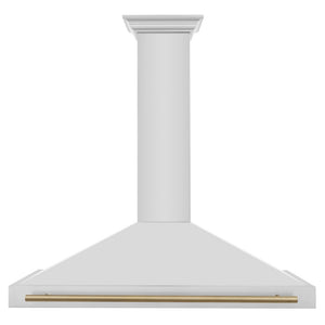 ZLINE Autograph Edition 48 in. Convertible Stainless Steel Range Hood with Stainless Steel Shell and Champagne Bronze Accents (KB4STZ-48-CB) front.