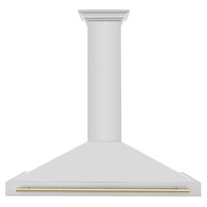 ZLINE Autograph Edition Convertible Stainless Steel Range Hood with Stainless Steel Shell and Polished Gold Accents (KB4STZ-G) Polished Gold, front.