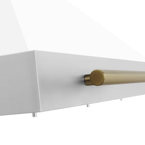 ZLINE Autograph Edition 30 in. Convertible Stainless Steel Range Hood with White Matte Shell and Champagne Bronze Accents (KB4STZ-WM30-CB)