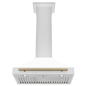 ZLINE Autograph Edition 30 in. Convertible Stainless Steel Range Hood with White Matte Shell and Champagne Bronze Accents (KB4STZ-WM30-CB) under.