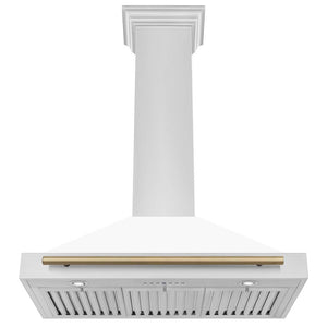 ZLINE Autograph Edition 36 in. Convertible Stainless Steel Range Hood with White Matte Shell and Champagne Bronze Accents (KB4STZ-WM36-CB) under.