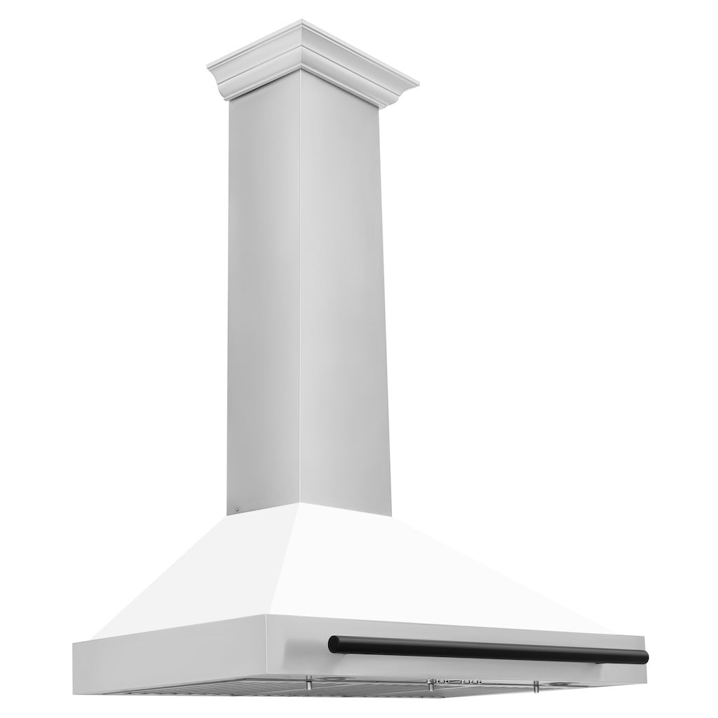 ZLINE Autograph Edition Convertible Stainless Steel Range Hood with White Matte Shell and Matte Black Accents (KB4STZ-WM-MB) 