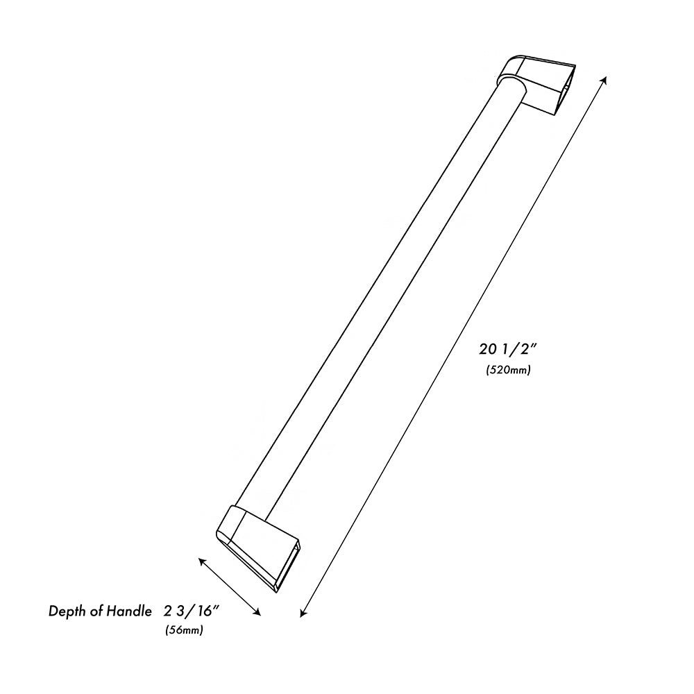 ZLINE Autograph Edition Touchstone Refrigerator Drawer Helix Handles (Set of 2) in Polished Nickel (RDHOZ-24-K-PN) dimensional diagram.