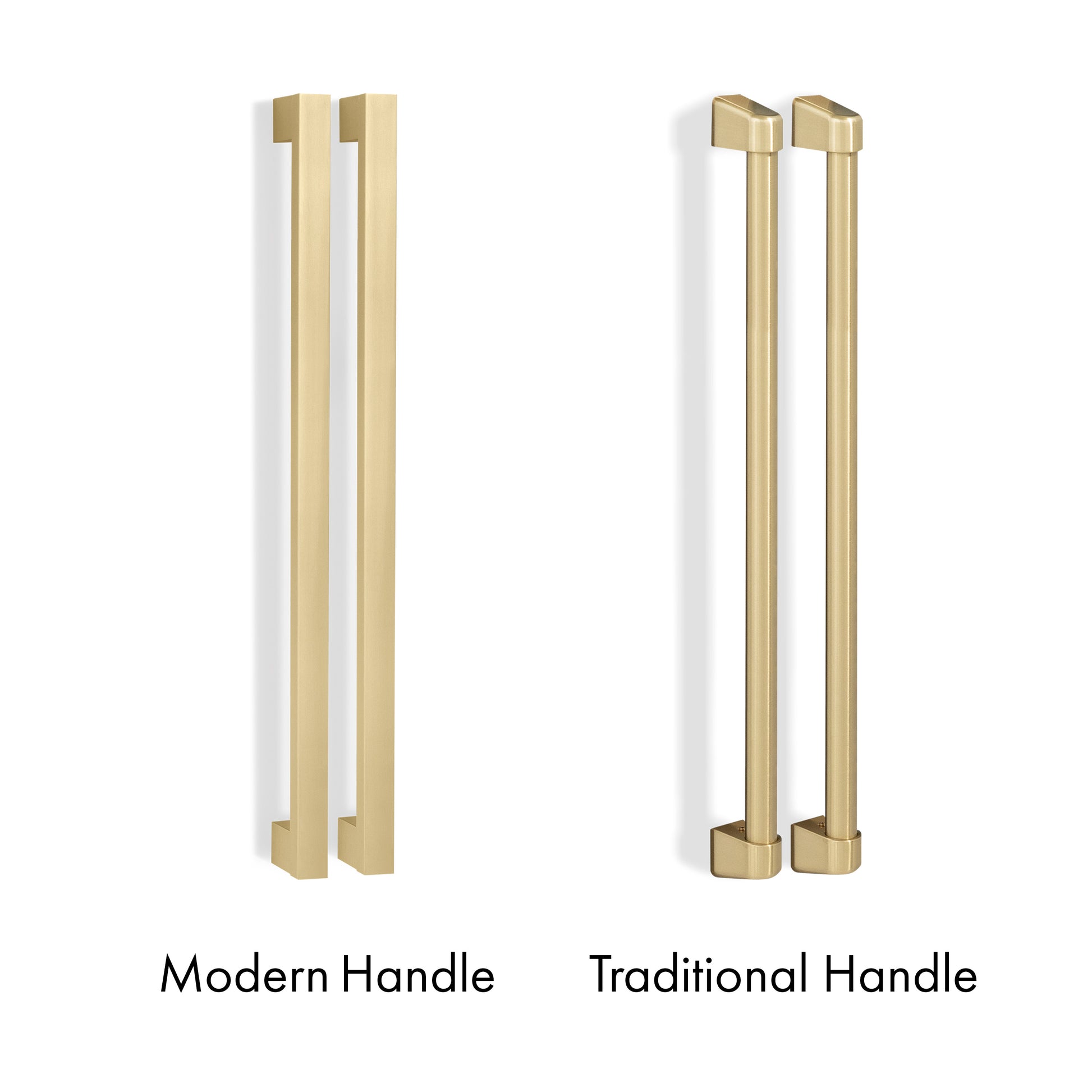 ZLINE Modern Handle (left) compared with ZLINE Traditional Handle (right)