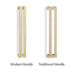 ZLINE Modern Handle (left) compared with ZLINE Traditional Handle (right)