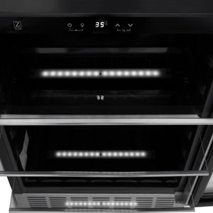 ZLINE Kitchen Package with 36 in. French Door Refrigerator, 36 in. Dual Fuel Range, 36 in. Range Hood, 24 in. Microwave Drawer, 24 in. Tall Tub Dishwasher and 24 in. Beverage Fridge in Stainless Steel (6KPR-RARH36-MWDWV-RBV)