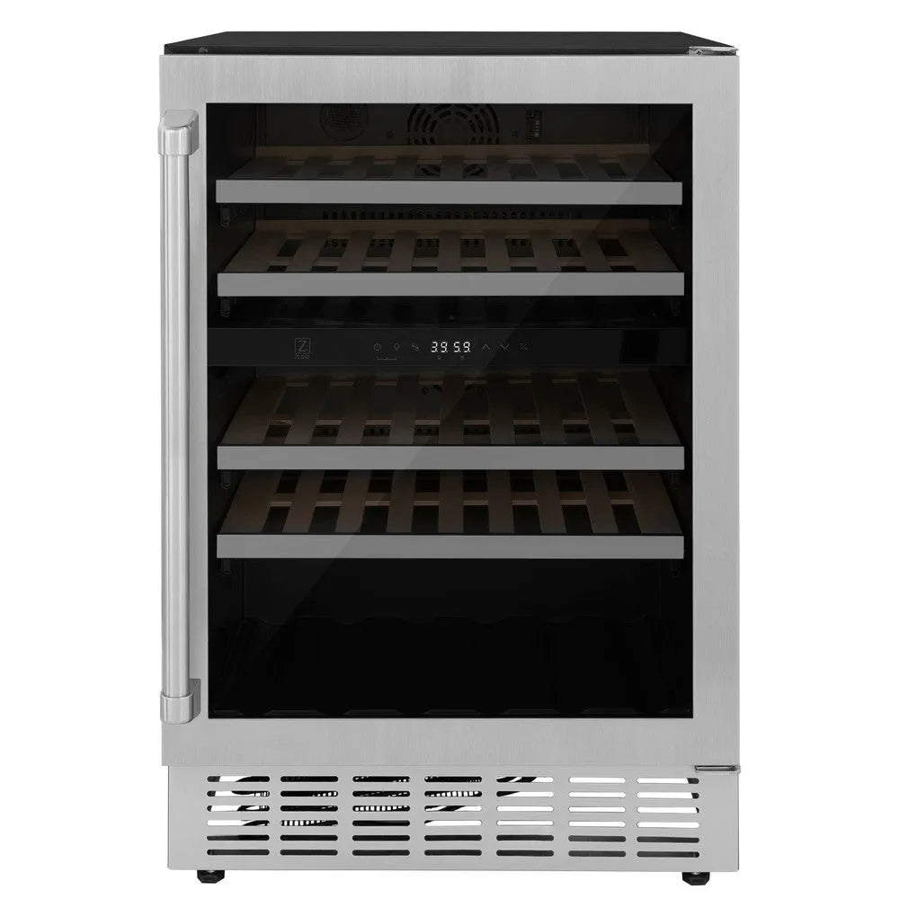 ZLINE 24 in. Monument Dual Zone 44-Bottle Wine Cooler in Stainless Steel (RWV-UD-24) main image.