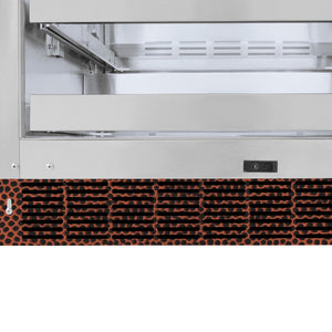 ZLINE 24 in. Touchstone 151 Can Beverage Fridge With Hand Hammered Copper Glass Door (RBSO-HH-24) base.