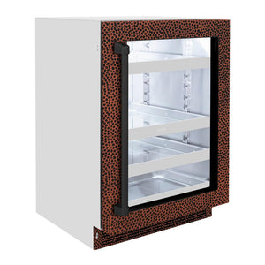 ZLINE 24 in. Touchstone 151 Can Beverage Fridge With Hand Hammered Copper Glass Door (RBSO-HH-24) side, closed.