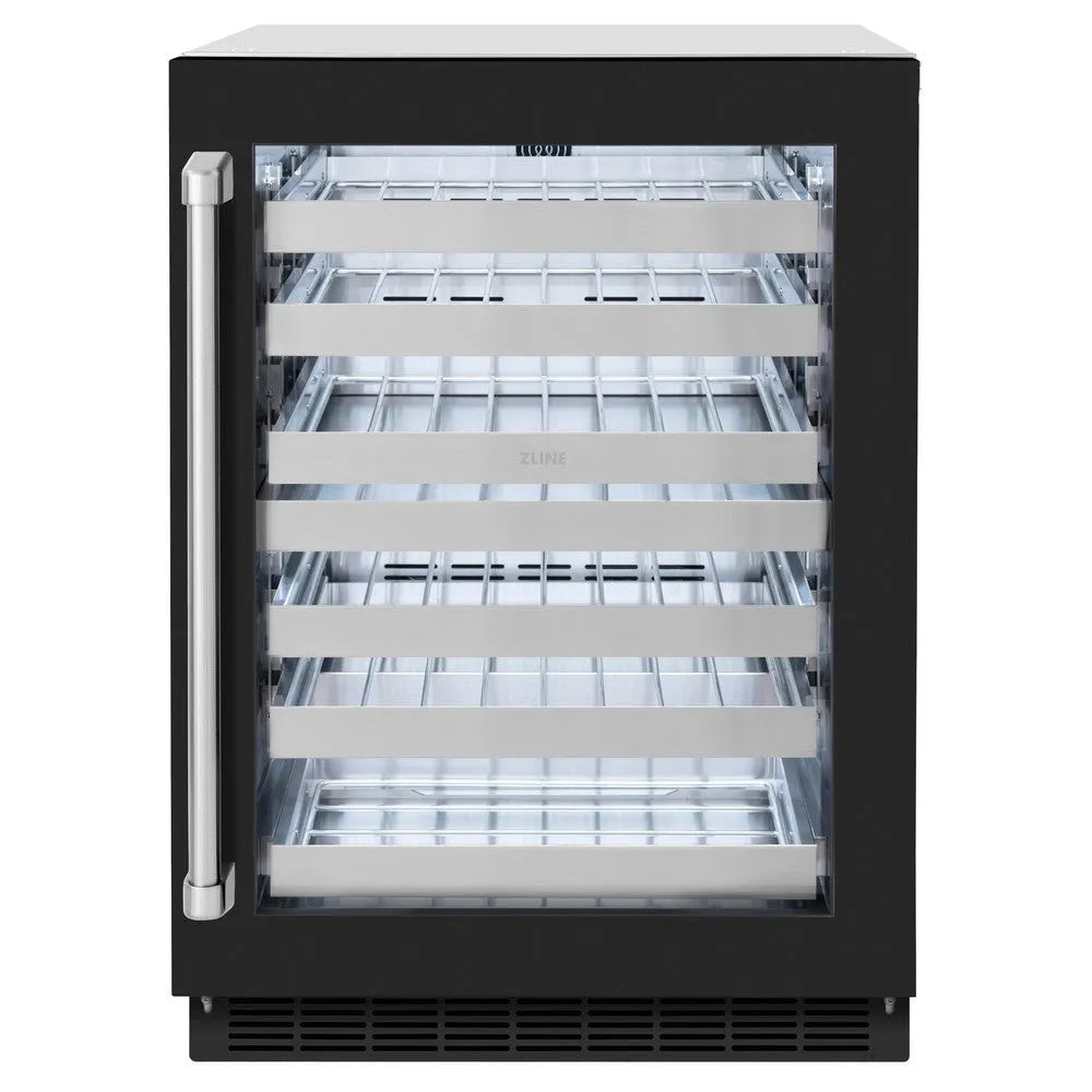 ZLINE 24 in. Touchstone Dual Zone 44 Bottle Wine Cooler With Black Matte Glass Door (RWDO-BLM-24) main image.
