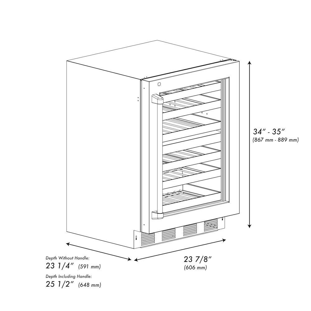 ZLINE 24 in. Touchstone Dual Zone 44 Bottle Wine Cooler With Black Stainless Steel Glass Door (RWDO-BS-24)