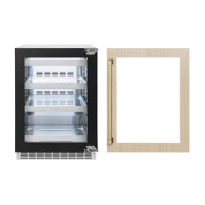 ZLINE Autograph Edition 24 in. Touchstone 151 Can Beverage Fridge With Panel Ready Glass Door And Champagne Bronze Handle (RBSPOZ-24-CB) main image.
