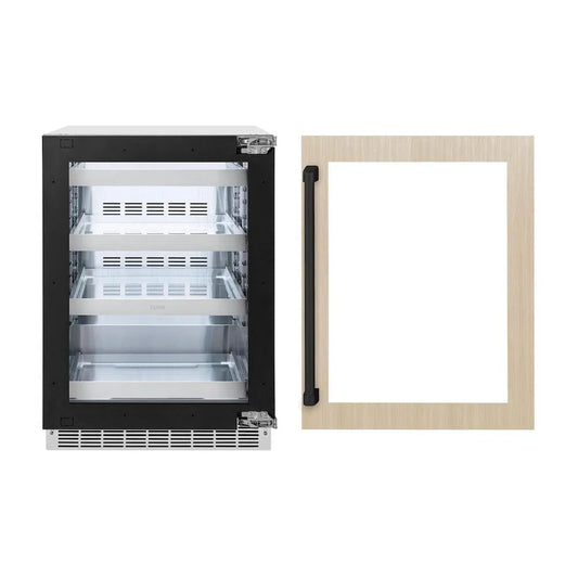 ZLINE Autograph Edition 24 in. Touchstone 151 Can Beverage Fridge With Panel Ready Glass Door And Matte Black Handle (RBSPOZ-24-MB) main image.