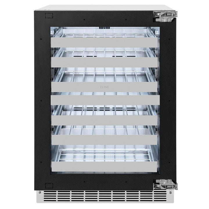 ZLINE 24 in. Touchstone Dual Zone 44 Bottle Wine Cooler With Panel Ready Glass Door (RWDPO-24) front, closed.