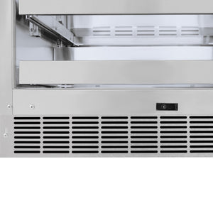 ZLINE 24 in. Touchstone 151 Can Beverage Fridge With Satin Stainless Steel Glass Door (RBSO-SN-24) kickplate.