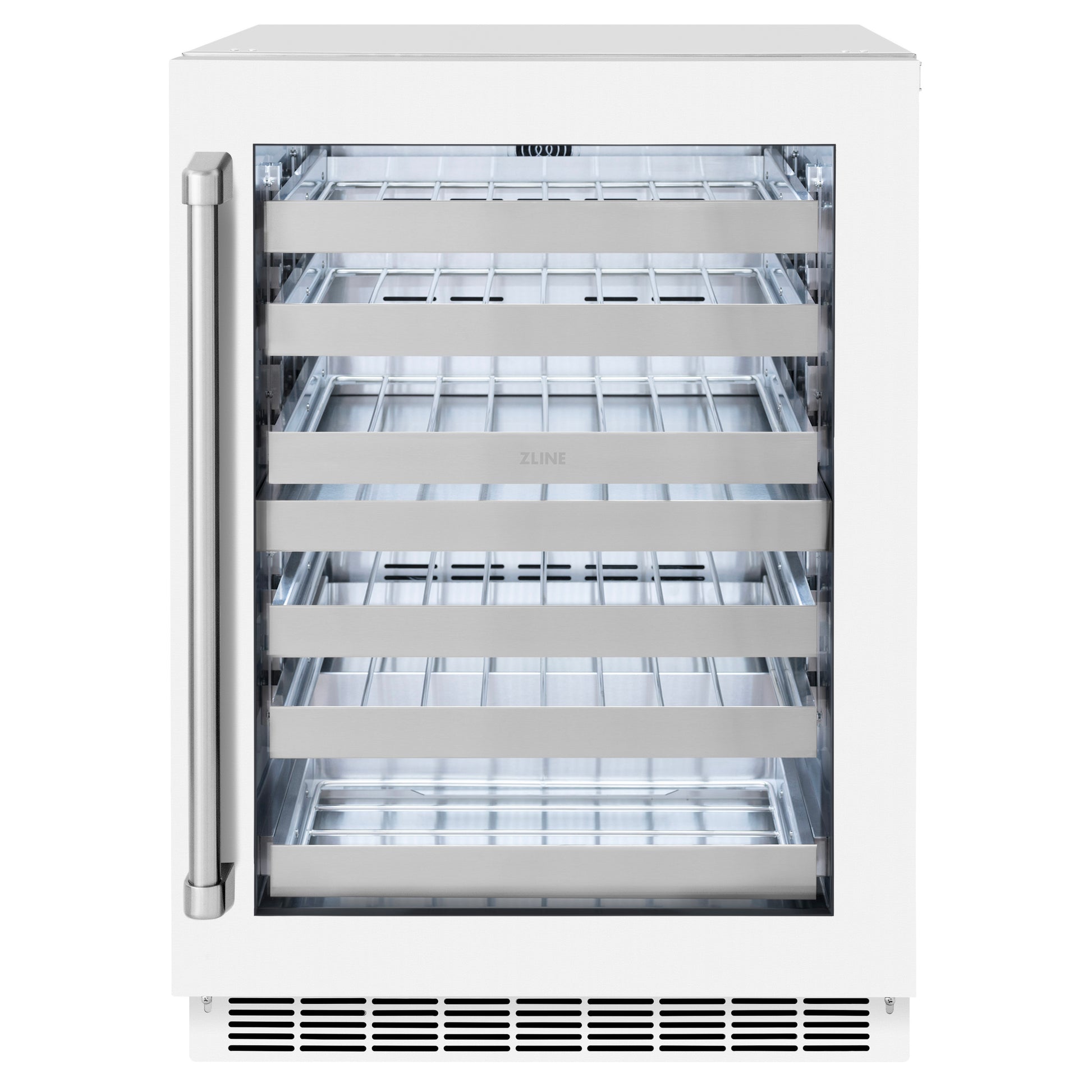 ZLINE 24 in. Touchstone Dual Zone 44 Bottle Wine Cooler With White Matte Glass Door (RWDO-WM-24)